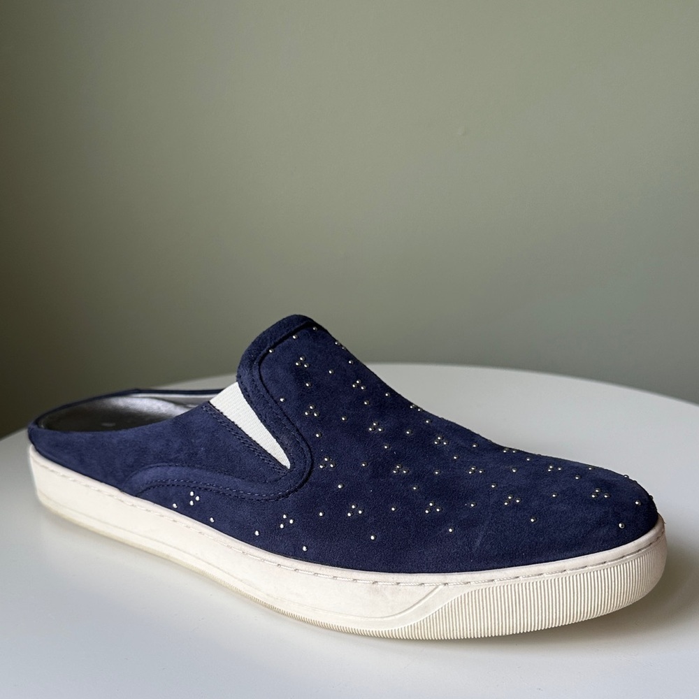 Johnston & Murphy Emilie Mule Sneaker Italian Suede Upper Studded Molded Insole